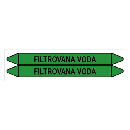 Značení potrubí, filtrovaná voda,2 ks, 450 × 52 mm